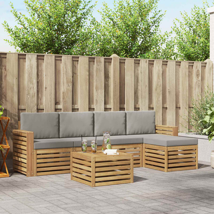 Set de canapele de exterior 6 pcs Alb și gri deschis WALTI