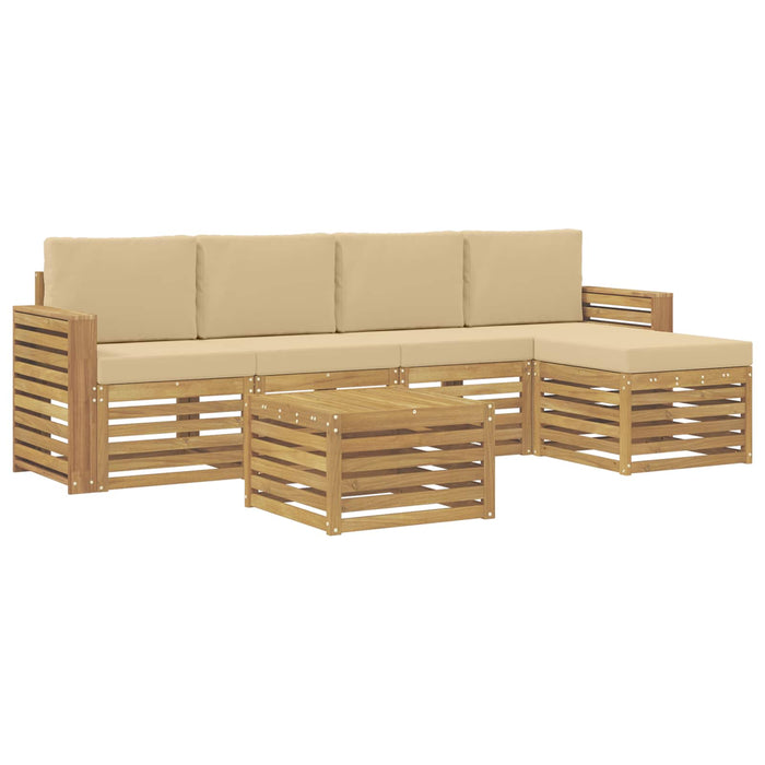 Set de canapele de exterior 6 pcs Alb și Bej 59 x 59 x 37 cm WALTI