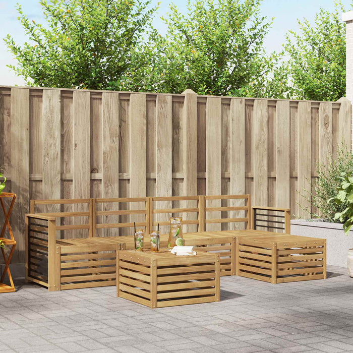 Set de canapele de exterior 6 pcs Alb Lemn Solid de Acacia WALTI