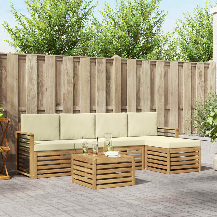 Set de canapele de exterior 6 pcs Alb și crem 59 x 59 x 37 cm WALTI