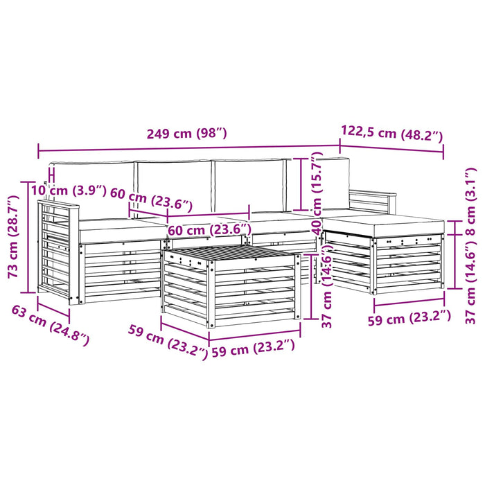 Set de canapele de exterior 6 pcs Alb și crem 59 x 59 x 37 cm WALTI