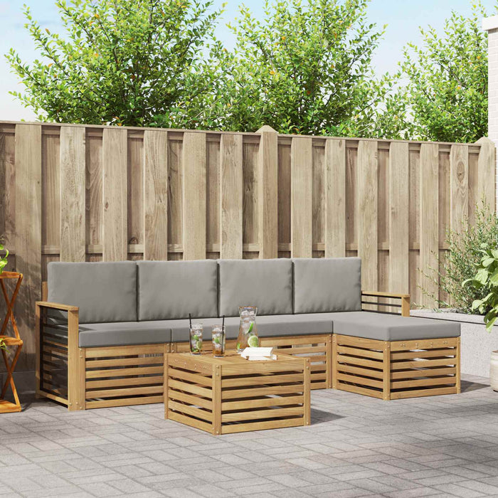 Set de canapele de exterior 6 pcs Alb și gri deschis WALTI