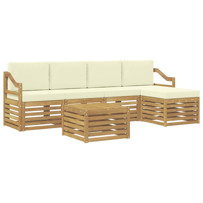 Set de canapele de exterior 6 pcs Alb și crem 59 x 59 x 37 cm WALTI