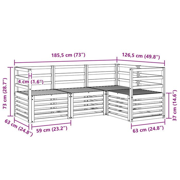 Seturi de canapele 4 pcs Alb 185,5 x 126,5 x 73 cm WALTI