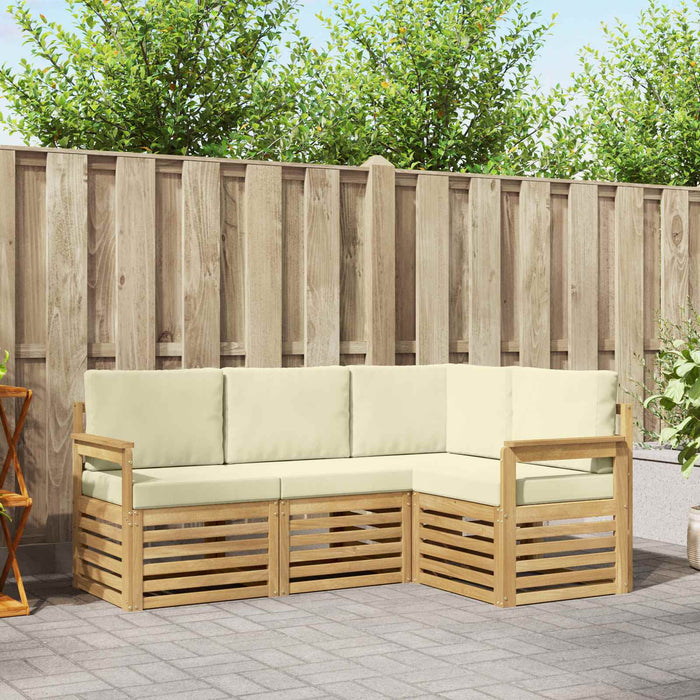 Set de canapele de exterior 4 pcs Alb și crem WALTI