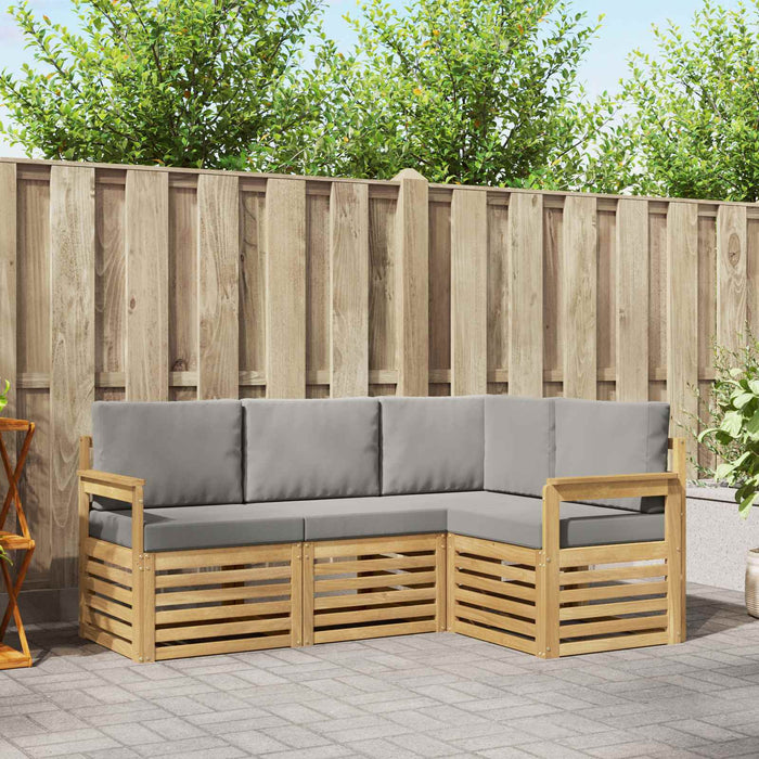 Set de canapele de exterior 4 pcs Alb și gri deschis WALTI