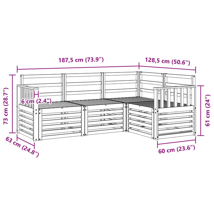 Seturi de canapele 4 pcs Alb 187,5 x 128,5 x 73 cm WALTI