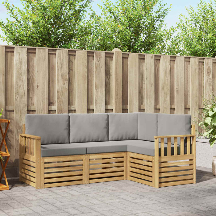 Set de canapele de exterior 4 pcs Alb și gri deschis WALTI