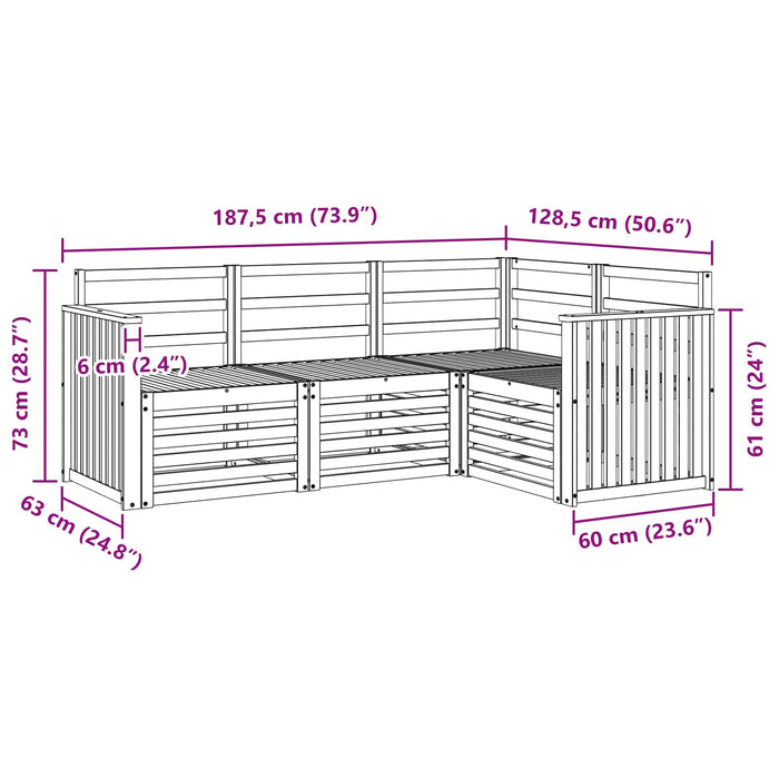 Seturi de canapele 4 pcs Alb 187,5 x 128,5 x 73 cm WALTI