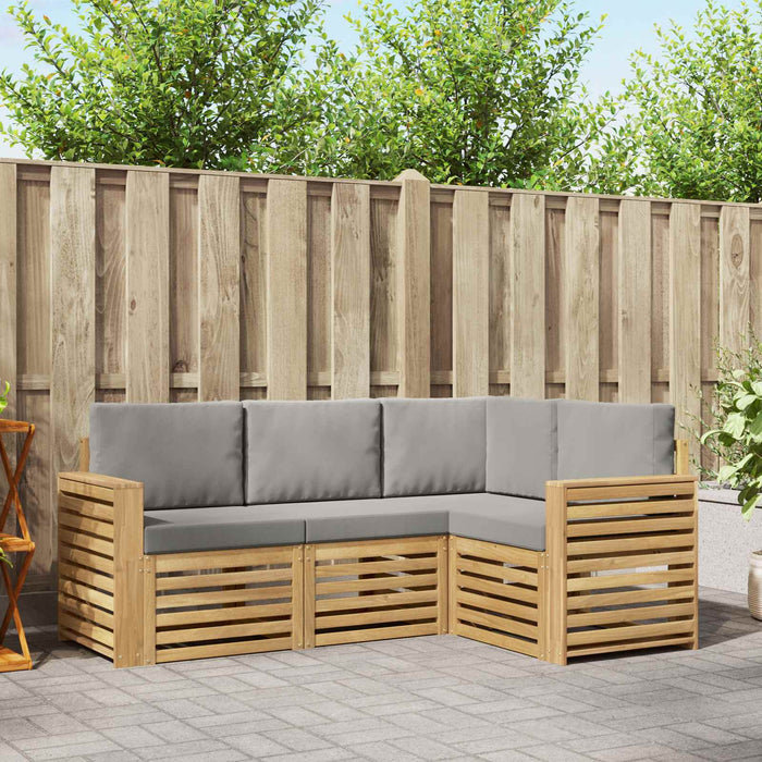 Set de canapele de exterior 4 pcs Alb și gri deschis Poliester - WALTI WALTI