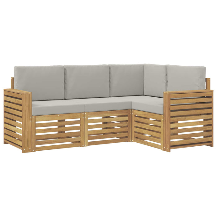 Set de canapele de exterior 4 pcs Alb și gri deschis Poliester - WALTI WALTI