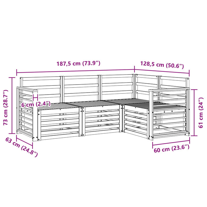 Seturi de canapele 4 pcs Alb 187,5 x 128,5 x 73 cm WALTI