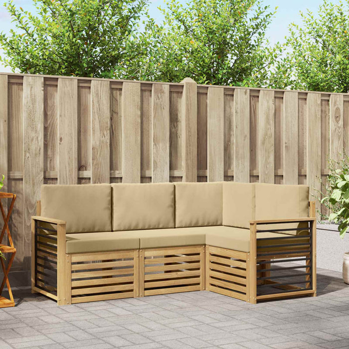 Seturi de canapele 4 pcs Alb și Bej 187,5 x 128,5 x 73 cm WALTI
