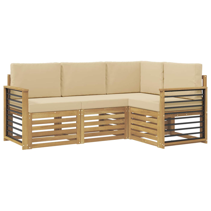 Seturi de canapele 4 pcs Alb și Bej 187,5 x 128,5 x 73 cm WALTI