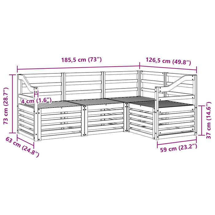 Seturi de canapele 4 pcs Alb 185,5 x 126,5 x 73 cm WALTI