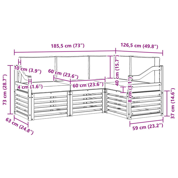 Seturi de canapele 4 pcs Alb și antracit 185,5 x 126,5 x 73 cm WALTI