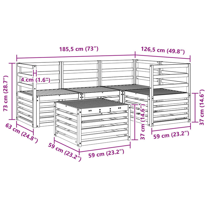 Set de canapele de exterior 5 pcs Alb 59 x 59 x 37 cm WALTI