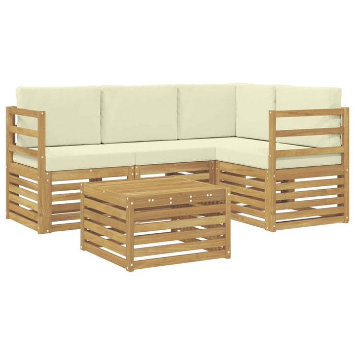 Set de canapele de exterior 5 pcs Alb și crem Poliester WALTI