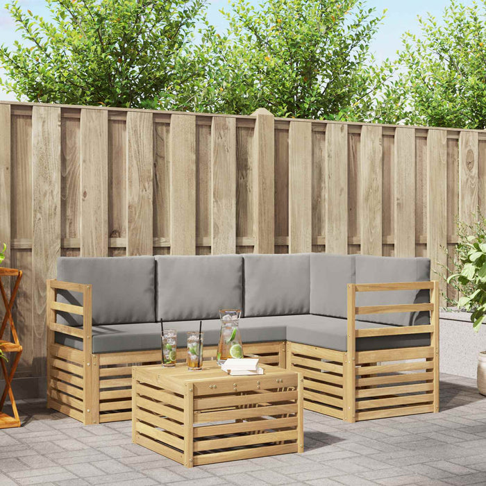 Set de canapele de exterior 5 pcs Alb și gri deschis WALTI
