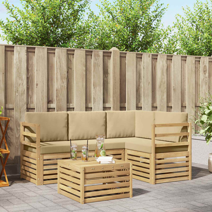 Set de canapele de exterior 5 pcs Alb și Bej 59 x 59 x 37 cm WALTI