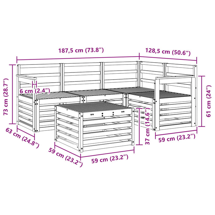 Set de canapele de exterior 5 pcs Alb 59 x 59 x 37 cm WALTI