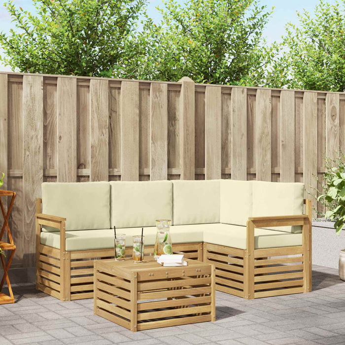 Set de canapele de exterior 5 pcs Alb și crem 59 x 59 x 37 cm WALTI