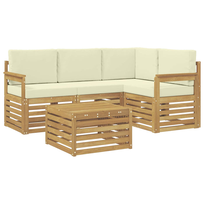 Set de canapele de exterior 5 pcs Alb și crem 59 x 59 x 37 cm WALTI
