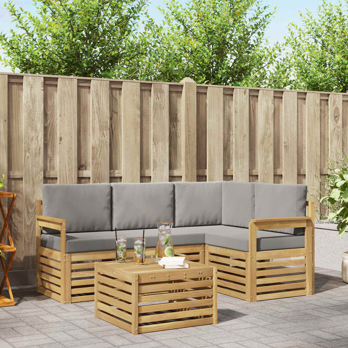 Set de canapele de exterior 5 pcs Alb și gri deschis WALTI