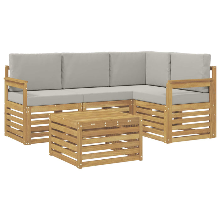 Set de canapele de exterior 5 pcs Alb și gri deschis WALTI
