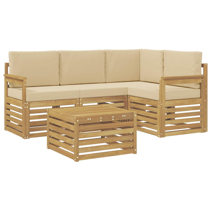 Set de canapele de exterior 5 pcs Alb și Bej 59 x 59 x 37 cm WALTI
