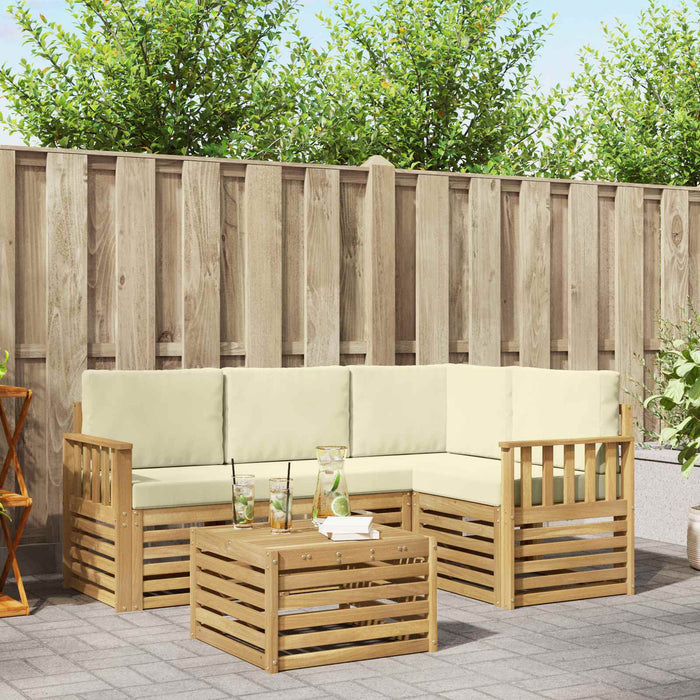 Set de canapele de exterior 5 pcs Alb și crem 59 x 59 x 37 cm WALTI