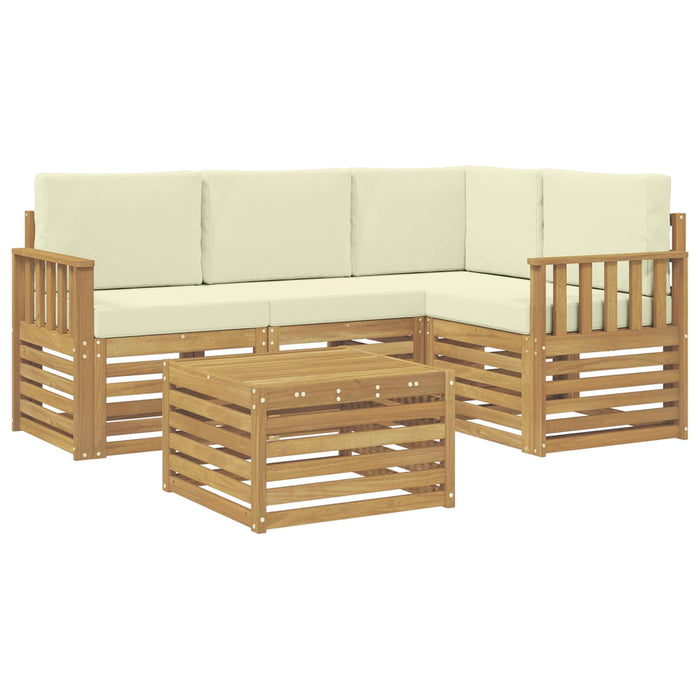 Set de canapele de exterior 5 pcs Alb și crem 59 x 59 x 37 cm WALTI