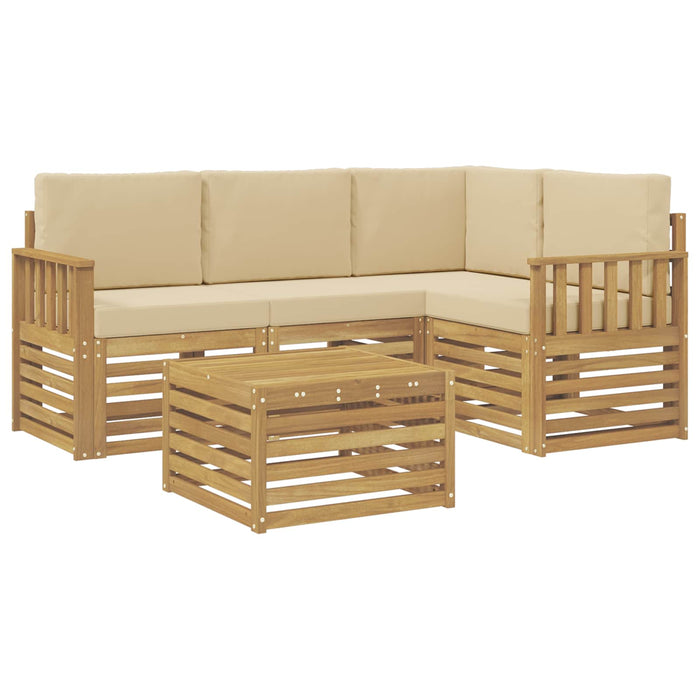 Set de canapele de exterior 5 pcs Alb și Bej 59 x 59 x 37 cm WALTI