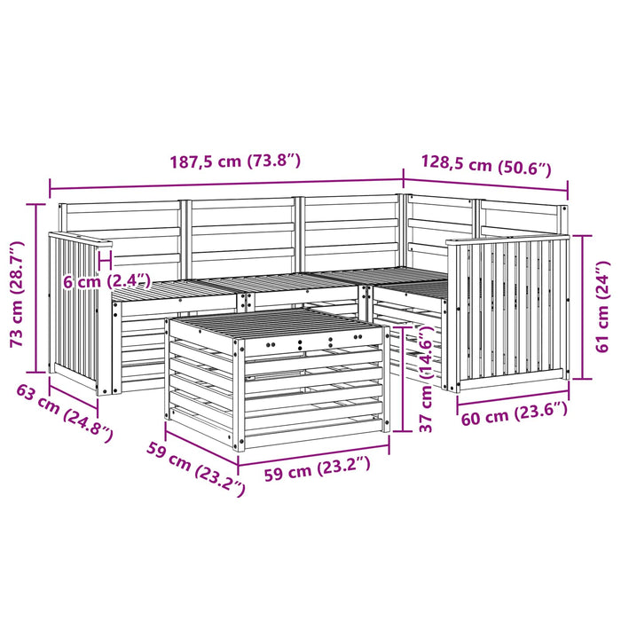 Set de canapele de exterior 5 pcs Alb 59 x 59 x 37 cm WALTI