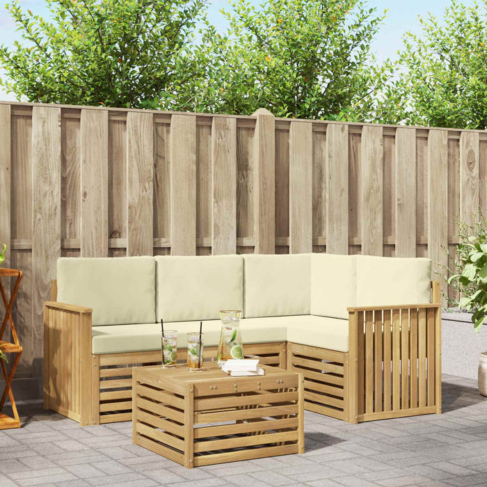 Set de canapele de exterior 5 pcs Alb și crem 59 x 59 x 37 cm - WALTI WALTI