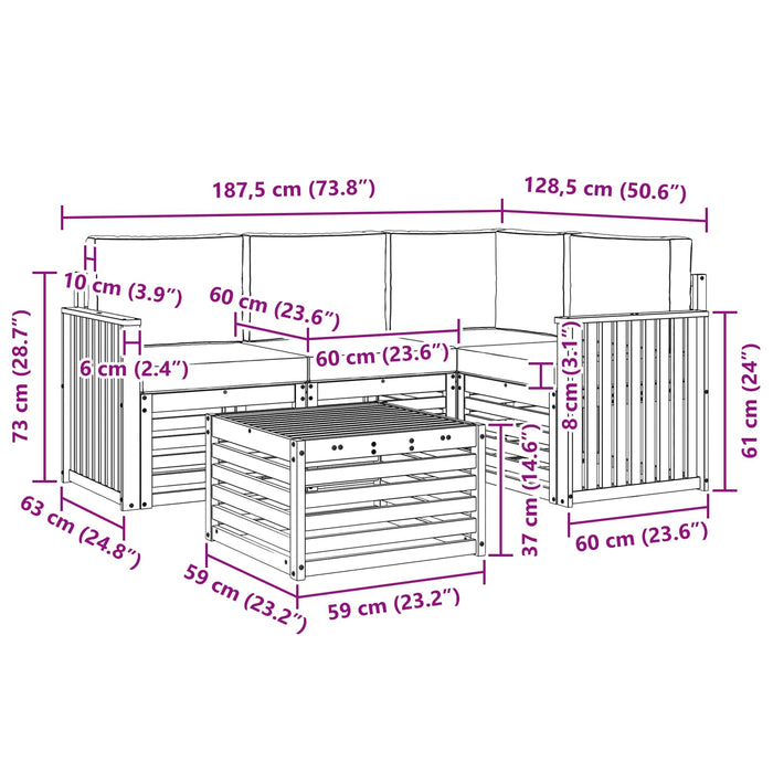 Set de canapele de exterior 5 pcs Alb și gri deschis WALTI
