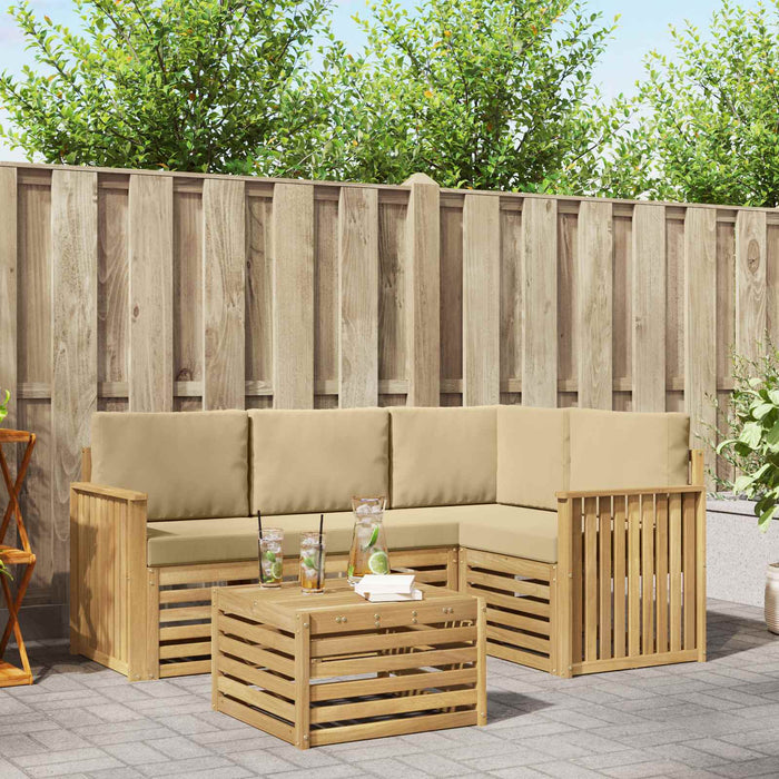 Set de canapele de exterior 5 pcs Alb și Bej 59 x 59 x 37 cm - WALTI WALTI