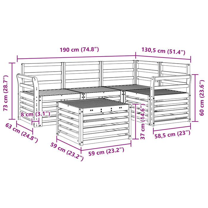 Set de canapele de exterior 5 pcs Alb 59 x 59 x 37 cm WALTI