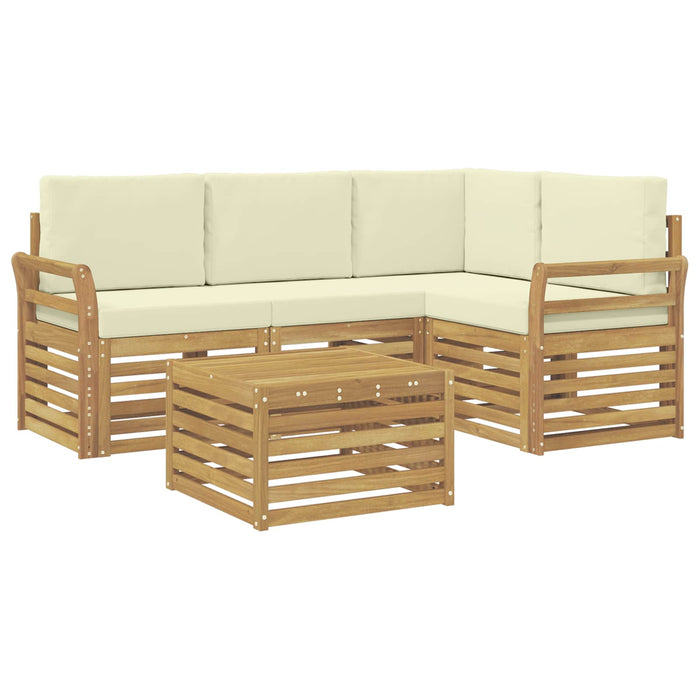 Set de canapele de exterior 5 pcs Alb și crem 59 x 59 x 37 cm - WALTI WALTI