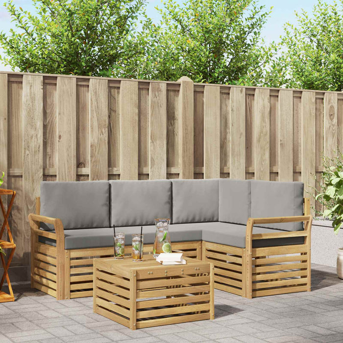 Set de canapele de exterior 5 pcs Alb și gri deschis WALTI