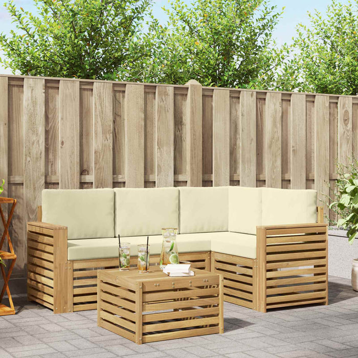Set de canapele de exterior 5 pcs Alb și crem 59 x 59 x 37 cm - WALTI WALTI
