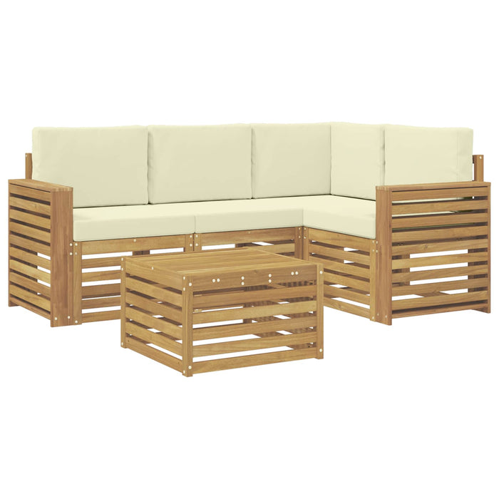 Set de canapele de exterior 5 pcs Alb și crem 59 x 59 x 37 cm - WALTI WALTI