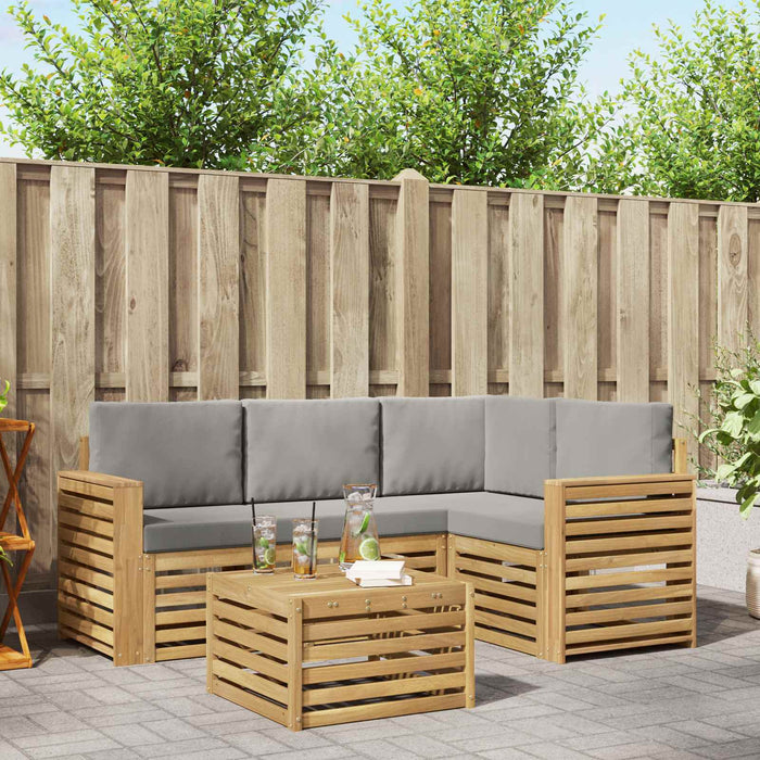 Set de canapele de exterior 5 pcs Alb și gri deschis WALTI