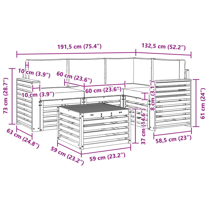 Set de canapele de exterior 5 pcs Alb și gri deschis WALTI
