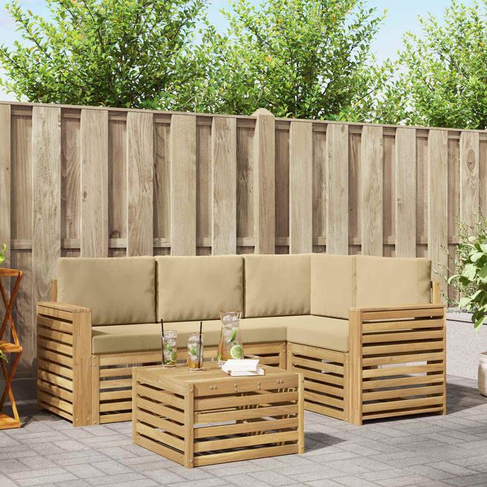 Set de canapele de exterior 5 pcs Alb și Bej 59 x 59 x 37 cm - WALTI WALTI