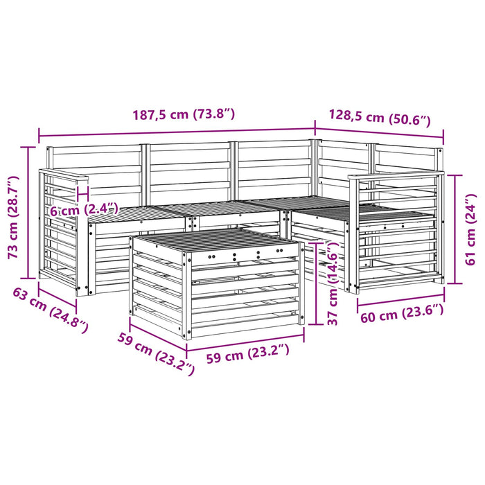 Set de canapele de exterior 5 pcs Alb 59 x 59 x 37 cm WALTI