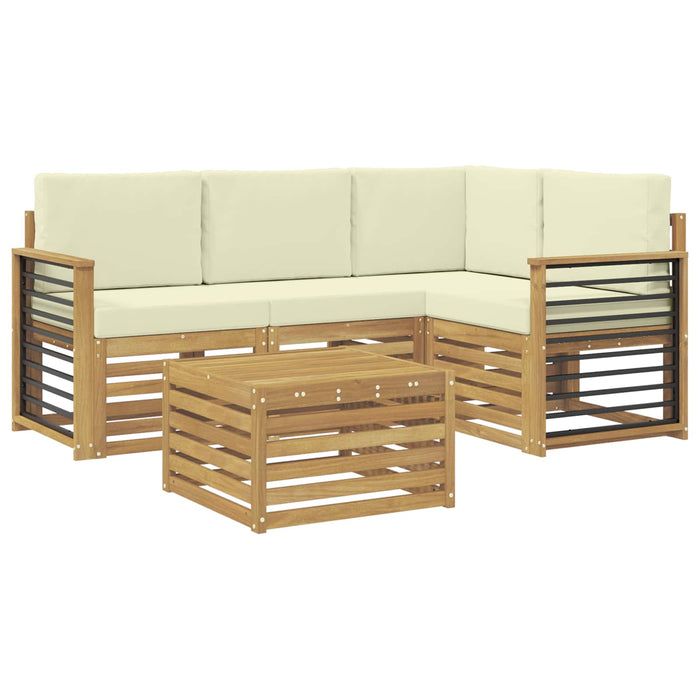 Set de canapele de exterior 5 pcs Alb și crem Poliester WALTI