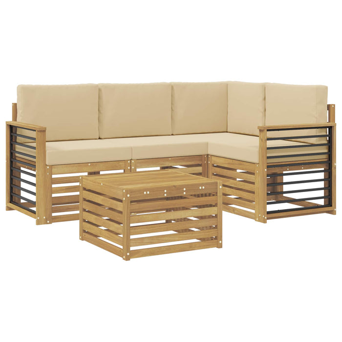 Set de canapele de exterior 5 pcs Alb și Bej 59 x 59 x 37 cm WALTI