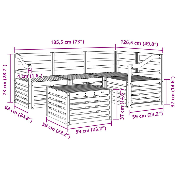 Set de canapele de exterior 5 pcs Alb 59 x 59 x 37 cm WALTI
