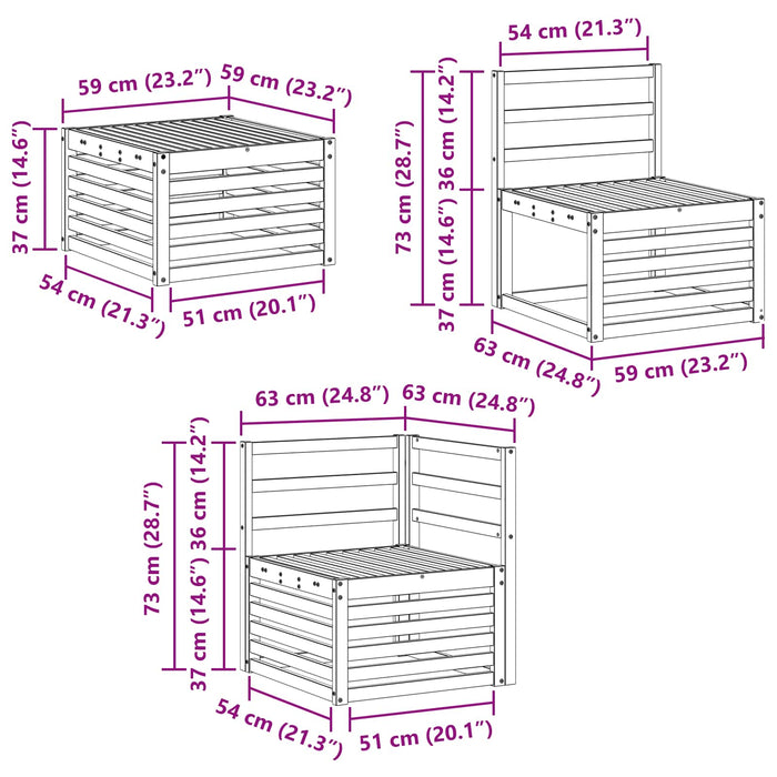 Set de canapele de exterior 5 pcs Alb 59 x 59 x 37 cm WALTI